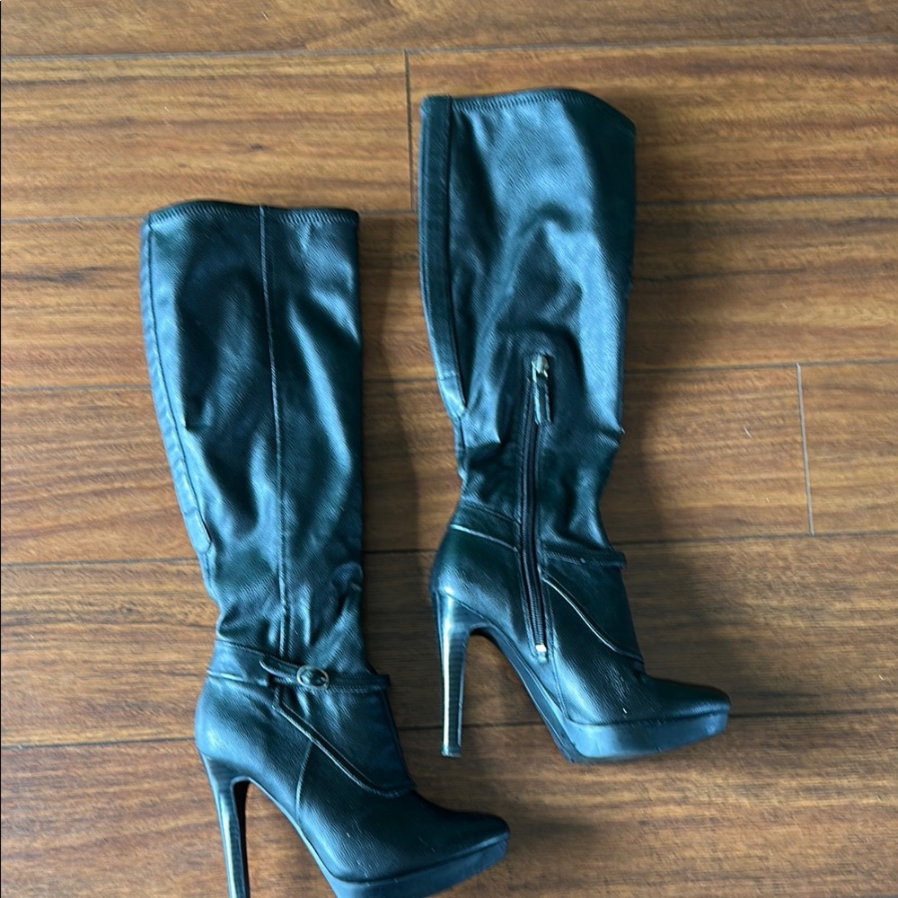 👢👢EUC Nine West Black Stiletto Knee-High Heeled Boots👢👢 - Picture 2 of 9
